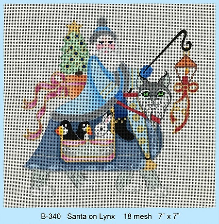 click here to view larger image of Santa On Lynx (hand painted canvases)