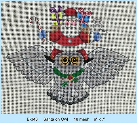 click here to view larger image of Santa On Owl (hand painted canvases)