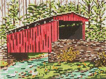 click here to view larger image of Thomas Mill Covered Bridge - 13ct (hand painted canvases)