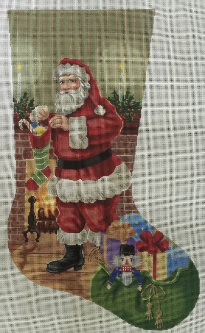 click here to view larger image of Filling The Stockings Stocking (hand painted canvases)