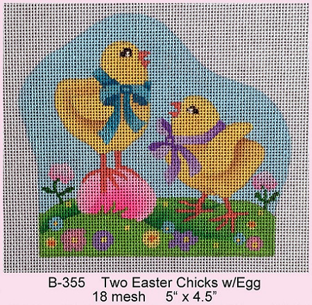 click here to view larger image of Two Easter Chicks With Egg (hand painted canvases)