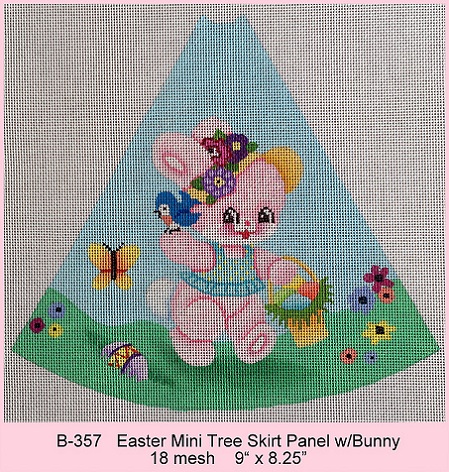 click here to view larger image of Mini Easter Tree Skirt Panel With Pink Bunny (hand painted canvases)