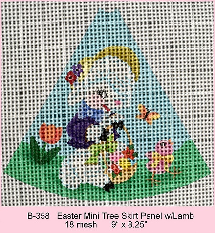 click here to view larger image of Mini Easter Tree Skirt Panel With Lamb (hand painted canvases)