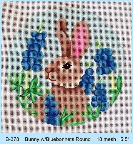 click here to view larger image of Bunny With Bluebonnets Round (hand painted canvases)