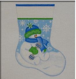 click here to view larger image of Snowbaby Boy Mini Stocking (hand painted canvases)