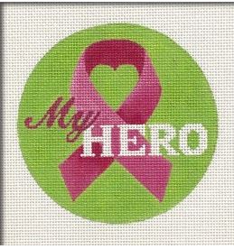 click here to view larger image of My Hero Pink/Green Ornament (hand painted canvases)