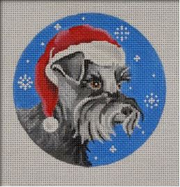 click here to view larger image of Schnauzer Santa Ornament (hand painted canvases)