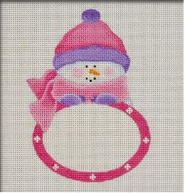 click here to view larger image of Pink Snowbaby Plaque Ornament (hand painted canvases)