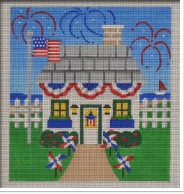click here to view larger image of Patriotic Holiday House (hand painted canvases)