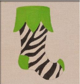 click here to view larger image of Wild Mini Stocking - Zebra (hand painted canvases)