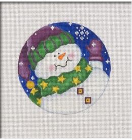 click here to view larger image of Star Scarf Snowman Ornament (hand painted canvases)