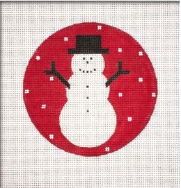 click here to view larger image of Simple Snowman Red Ornament (printed canvas)