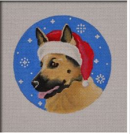 click here to view larger image of German Shepherd Santa Ornament (hand painted canvases)