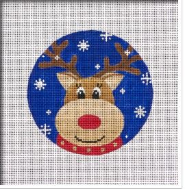 click here to view larger image of Reindeer Blue Snowflake Ornament (printed canvas)