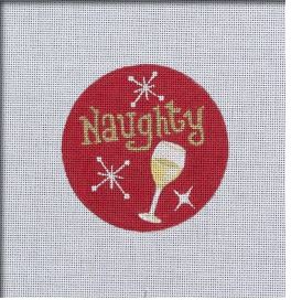 click here to view larger image of Naughty and Nice Ornament - Wine (printed canvas)