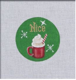 click here to view larger image of Naughty and Nice Ornament - Cocoa (printed canvas)