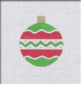 click here to view larger image of Vintage Flair Round Ornament - Red/Green (printed canvas)