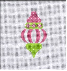 click here to view larger image of Vintage Flair Argyle Ornament - Pink/Green (hand painted canvases)