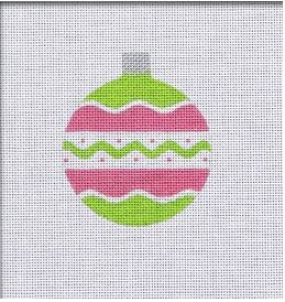 click here to view larger image of Vintage Flair Round Ornament - Pink/Green (hand painted canvases)