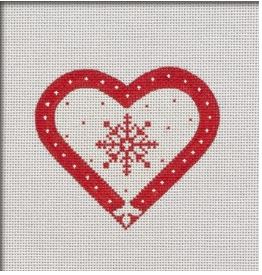 click here to view larger image of Red and White Snowflake Heart Ornament (hand painted canvases)