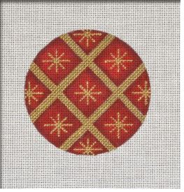 click here to view larger image of Quilted Star Ornament - Red (hand painted canvases)