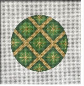 click here to view larger image of Quilted Star Ornament - Green (hand painted canvases)