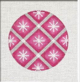 click here to view larger image of Quilted Snowflake Ornament - Pink (hand painted canvases)