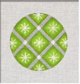 click here to view larger image of Quilted Snowflake Ornament - Green (hand painted canvases)