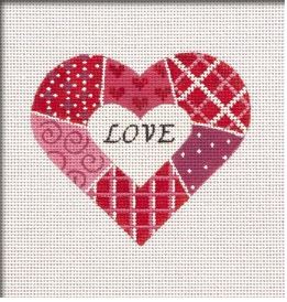 click here to view larger image of Red and Pink Patchwork Heart (hand painted canvases)