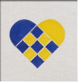 click here to view larger image of Nordic Criss-Cross Blue/Yellow Heart (hand painted canvases)