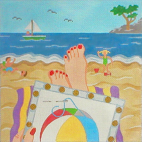 click here to view larger image of Stitching By The Seaside (hand painted canvases)