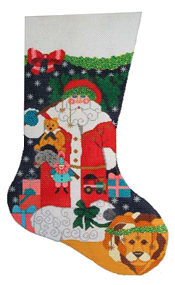 click here to view larger image of Santas With Lion and Lamb Stocking (hand painted canvases)