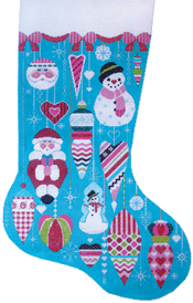 click here to view larger image of Glitzy Ornament Stocking (hand painted canvases)