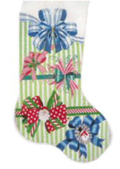 click here to view larger image of Perfect Holiday Bows Stocking (hand painted canvases)