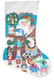 click here to view larger image of Twelve Days of Christmas Santa Stocking (hand painted canvases)