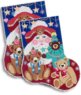 click here to view larger image of Teddy Bear Santa Midi Sock (hand painted canvases)