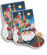 click here to view larger image of Russian Santa Sock (hand painted canvases)