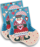 click here to view larger image of Heartful of Santa Midi Sock (hand painted canvases)