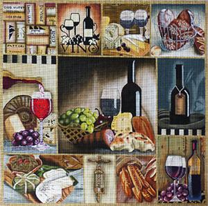 click here to view larger image of Wine and Cheese Collage (hand painted canvases)