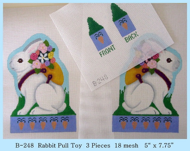 click here to view larger image of Rabbit Pull Toy (4 Pieces) (hand painted canvases)