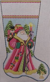 click here to view larger image of Santa Delivers - Pink (hand painted canvases)