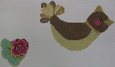 click here to view larger image of Olive Bird With Rose (hand painted canvases)