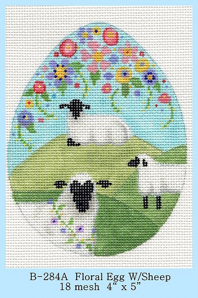 click here to view larger image of Floral Egg With Sheep (hand painted canvases)