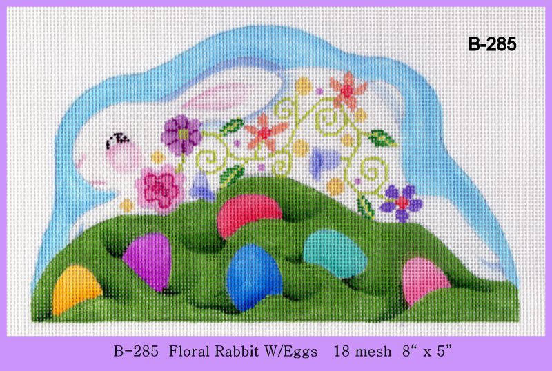 click here to view larger image of Floral Rabbit With Eggs (hand painted canvases)