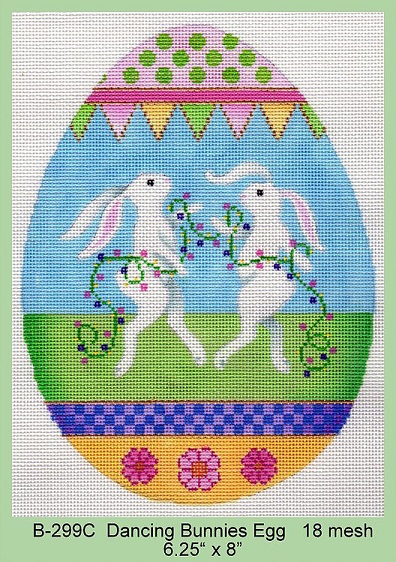 click here to view larger image of Dancing Bunnies Egg (hand painted canvases)