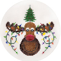 click here to view larger image of Moose w/Christmas Lights Ornament (hand painted canvases)