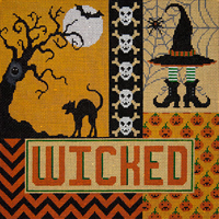 click here to view larger image of Wicked Halloween Patchwork (hand painted canvases)