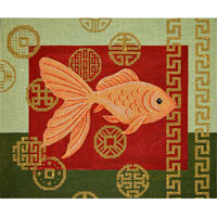 click here to view larger image of Goldfish and Coins Swimming Right (hand painted canvases)