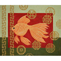 click here to view larger image of Goldfish and Coins Swimming Left (hand painted canvases)