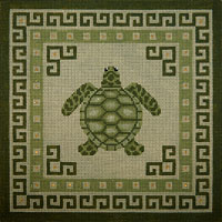click here to view larger image of Sea Turtle With Green Borders (hand painted canvases)
